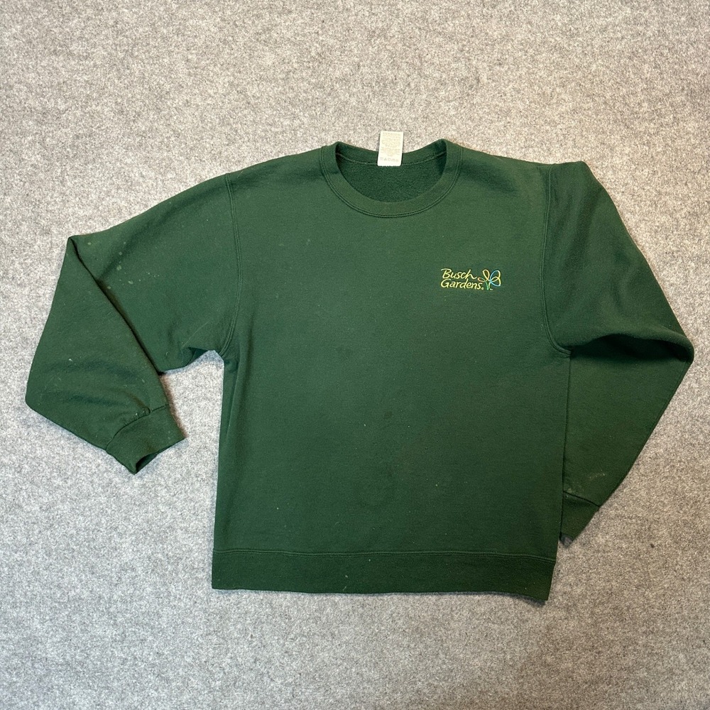 Jerzees NuBlend‎ Busch Gardens Sweatshirt Small Green Theme Park Pullover